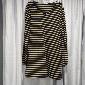 Mittoshop Navy and Mustard Striped Dress